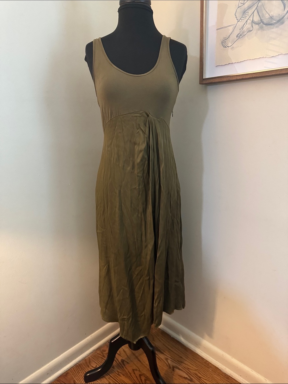 Anthropologie | Women's Green Gemini Tank Midi Dress-Size Small